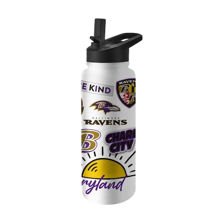 Logo Brands Baltimore Ravens 34oz Native Quencher Bottle 603-S34QB-63